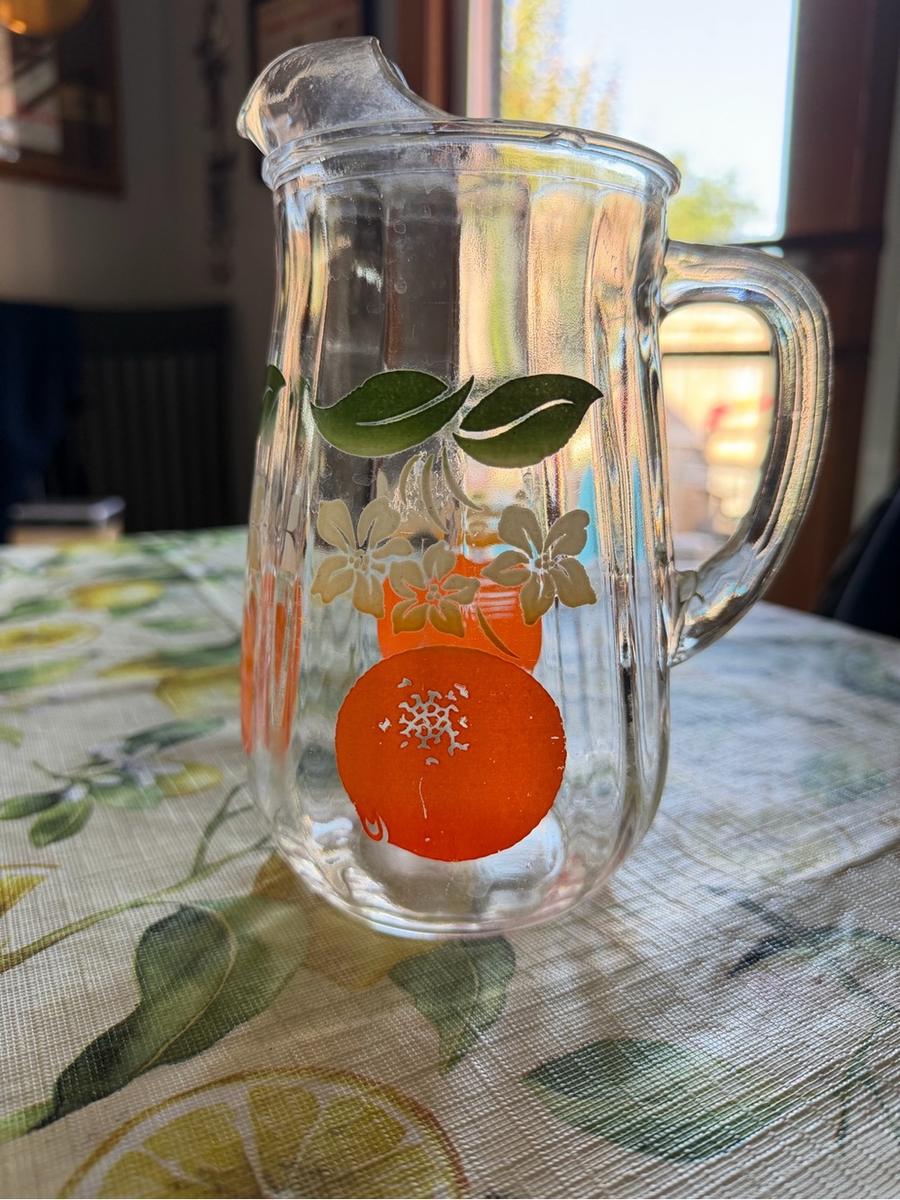 Vintage orange juice Clear Glass Pitcher MCM